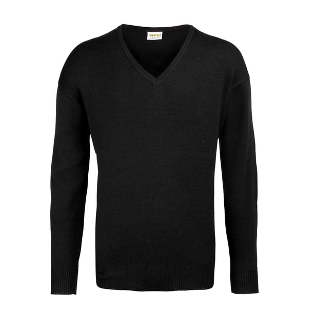 RTY Workwear - Jersey / Sweater cuello pico lana acrilico hombre caballero (Negro)