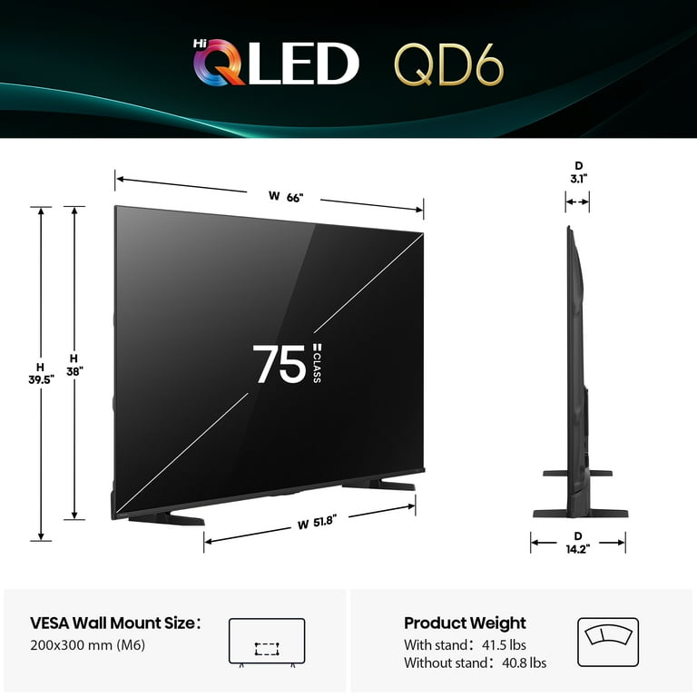 Hisense 75-Inch Class QD6030G Series QLED Google Smart TV