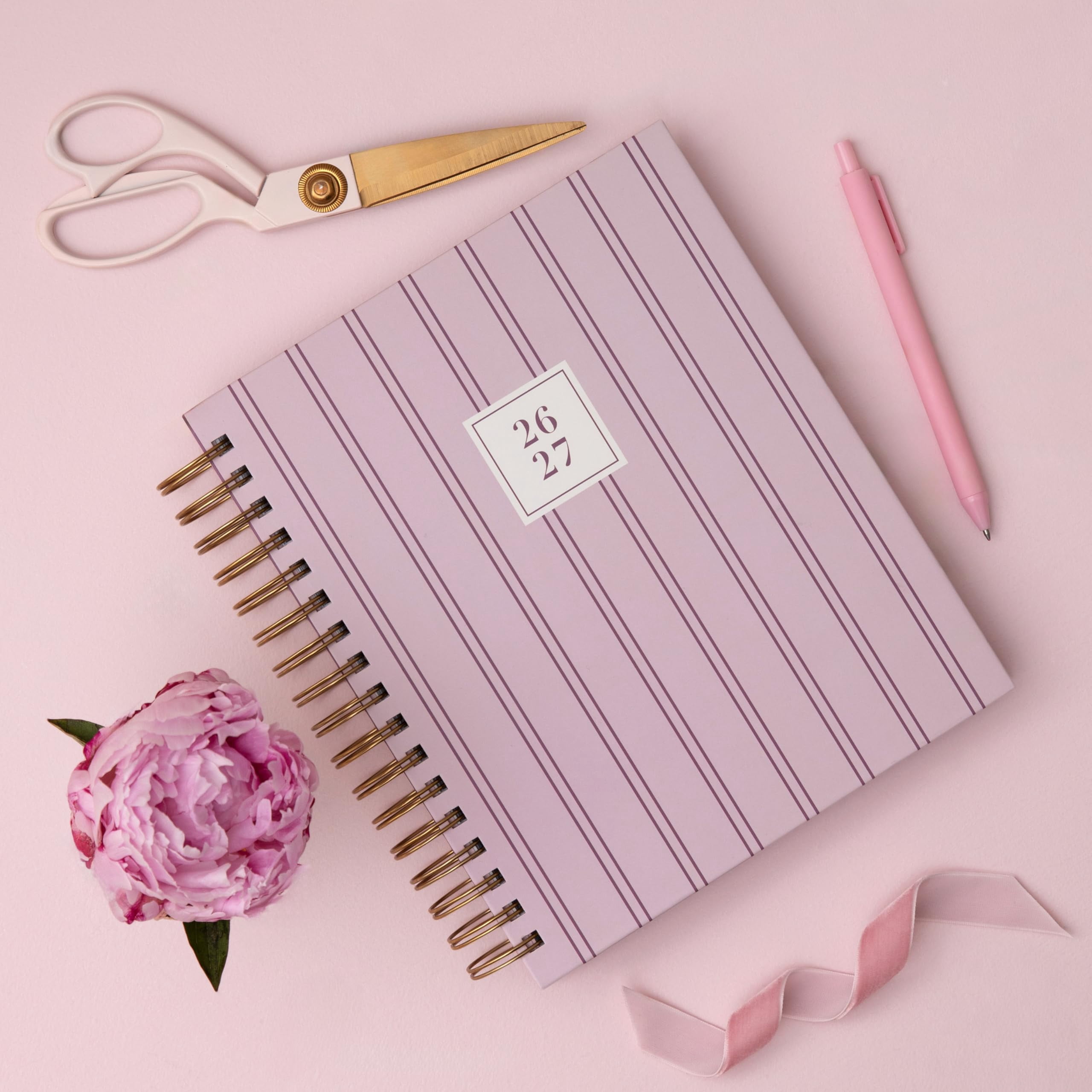 Blue Sky Rachel Parcell 2026-2027 Daily and Monthly Academic Year Planner Calendar, July 2026 - June 2027, 7" x 9", Laminated Cover, Wirebound, Storage Pocket, Includes Stickers, Laine Pink