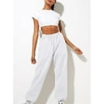thumbnail image 5 of Charmgo Womens Sweatpants Clearance, Women's Thin High Waisted Loose Sweatpants Comfortable High Waisted Jogging Pants with Pockets Casual Sweatpants Track Pants, Joggers for Women White L, 5 of 7