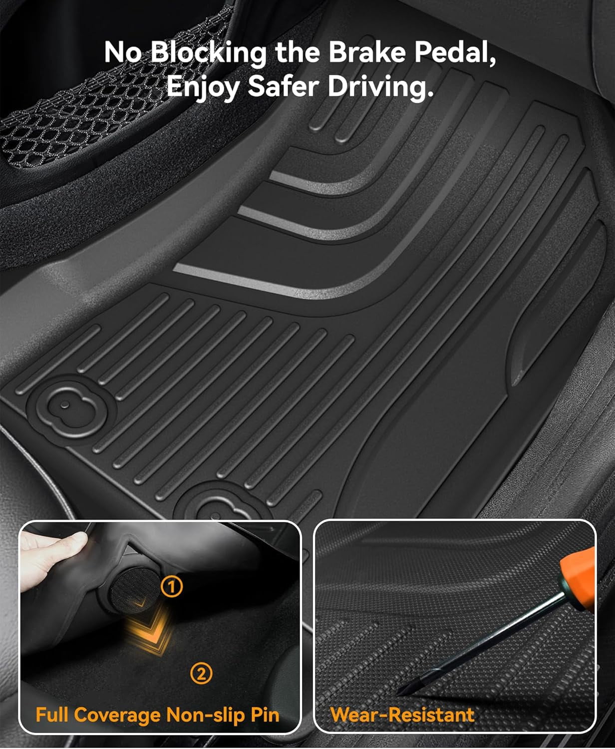 AOMSAZTO Floor Mats and Cargo Mat for 2017-2024 Jeep Compass -All Weather Protection TPE Anti-Slip Automotive Floor Mats for Jeep Compass,1st & 2nd Row Full Set Floor Liners Car Mats