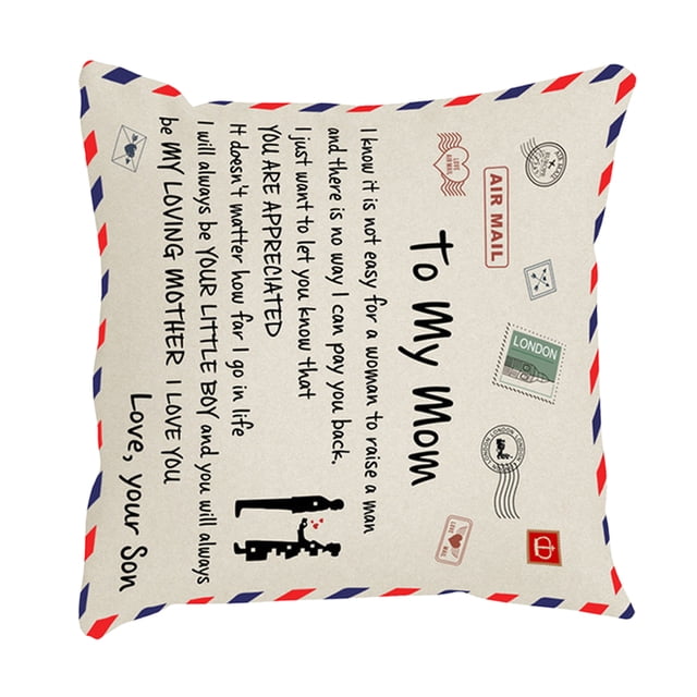 Naiovety Funda de almohada de piel de melocotón con letras de 45x45cm, diseño personalizado, funda de almohada decorativa, funda de cojín para el Decoración del hogar Hijo a mamá Naiovety HA002997-05