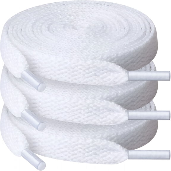 TUWAFE 3 Pair Flat Shoe Laces,5/16" Wide Shoelaces for Athletic Running Sneakers Shoes Boot Strings