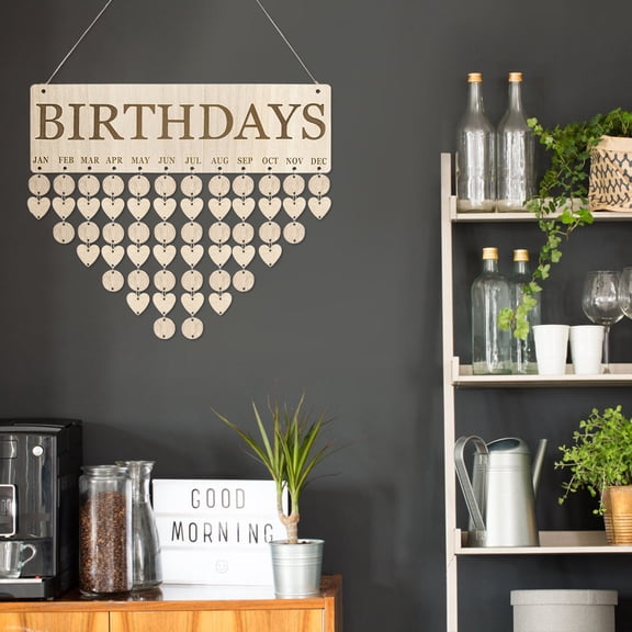 FOMIYES Wooden Block Family Birthday Calendar for Home Wall Decoration