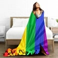 thumbnail image 4 of Rainbow Blanket Gay Pride Parade Sherpa Soft Fleece Throw Blankets Lightweight Fluffy Pride Blanket Pride Decor Suitable for Couch Sofa Bed Living Room, 4 of 6