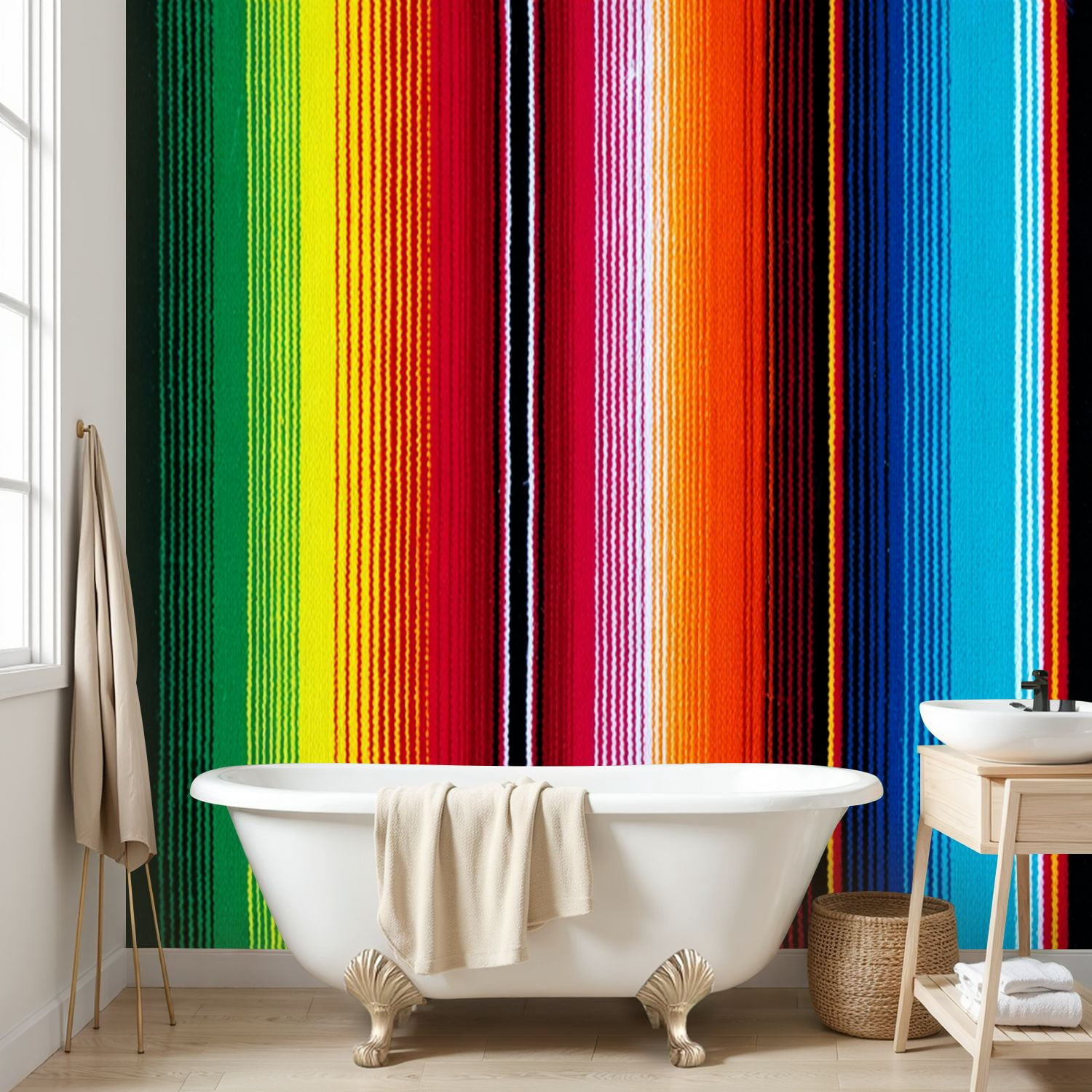 Wall Mural Peel and Stick colorful seamless mexican style serape gesign Self-Adhesive Wallpaper Removable Wall Decal Wall Sticker Home Decor for Living Room Bedroom 100"x144"