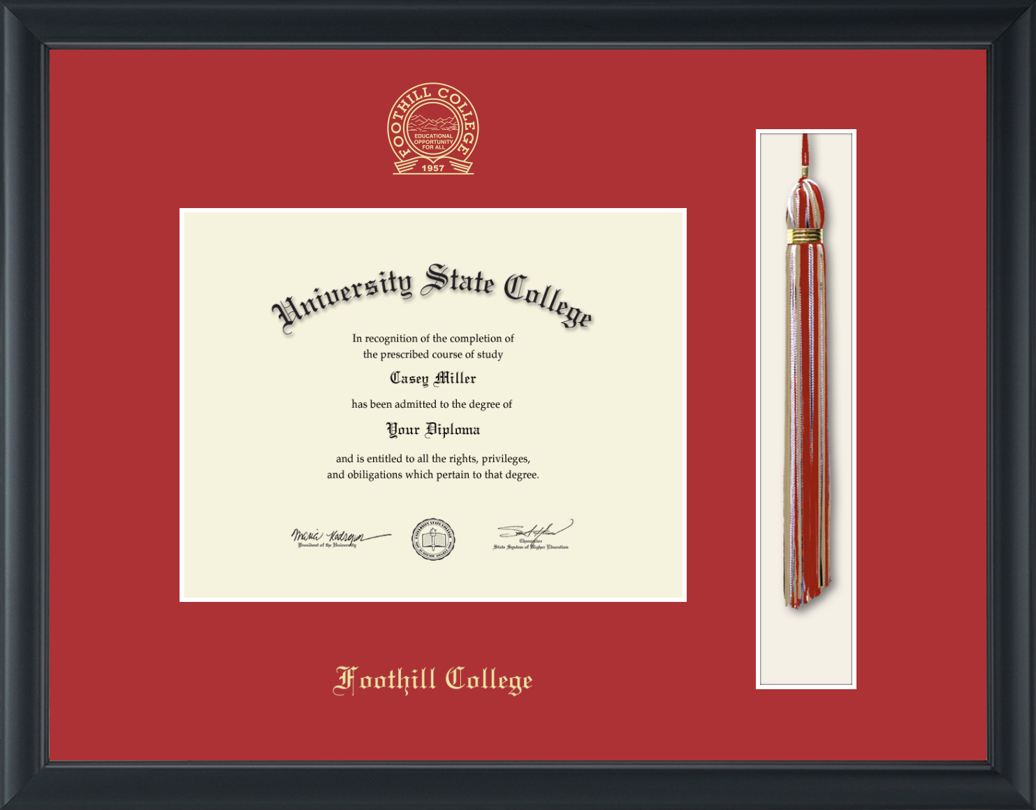 Foothill College Tassel Diploma Frame, Document Size 9" x 7"