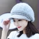 thumbnail image 2 of Gorro de conejo Rex de terciopelo para mujer, gorro de piel de conejo de estilo coreano, gorro de invierno grueso y cálido., 2 of 5