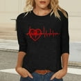 thumbnail image 3 of Yteetum Valentines Gifts 3/4 Length Sleeve Womens Tops Oversized Crewneck Valentine's Day Graphic Printed Short Sleeve T Shirt Womens Casual Round Neck Loves Heart Print Three Quarter Sleeve Shirts, 3 of 6