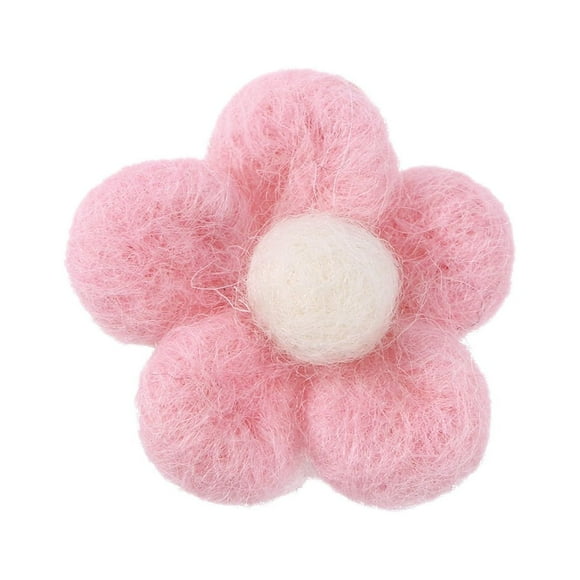 Bolas de fieltro de lana con forma de flor de colores para decorar horquillas infantiles (rosa)