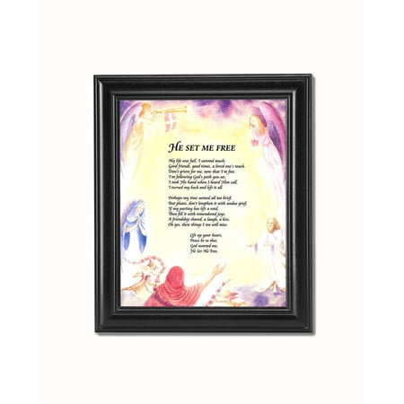 - He Set Me Free Angels Christian Religious Black Framed 8x10 Art Print