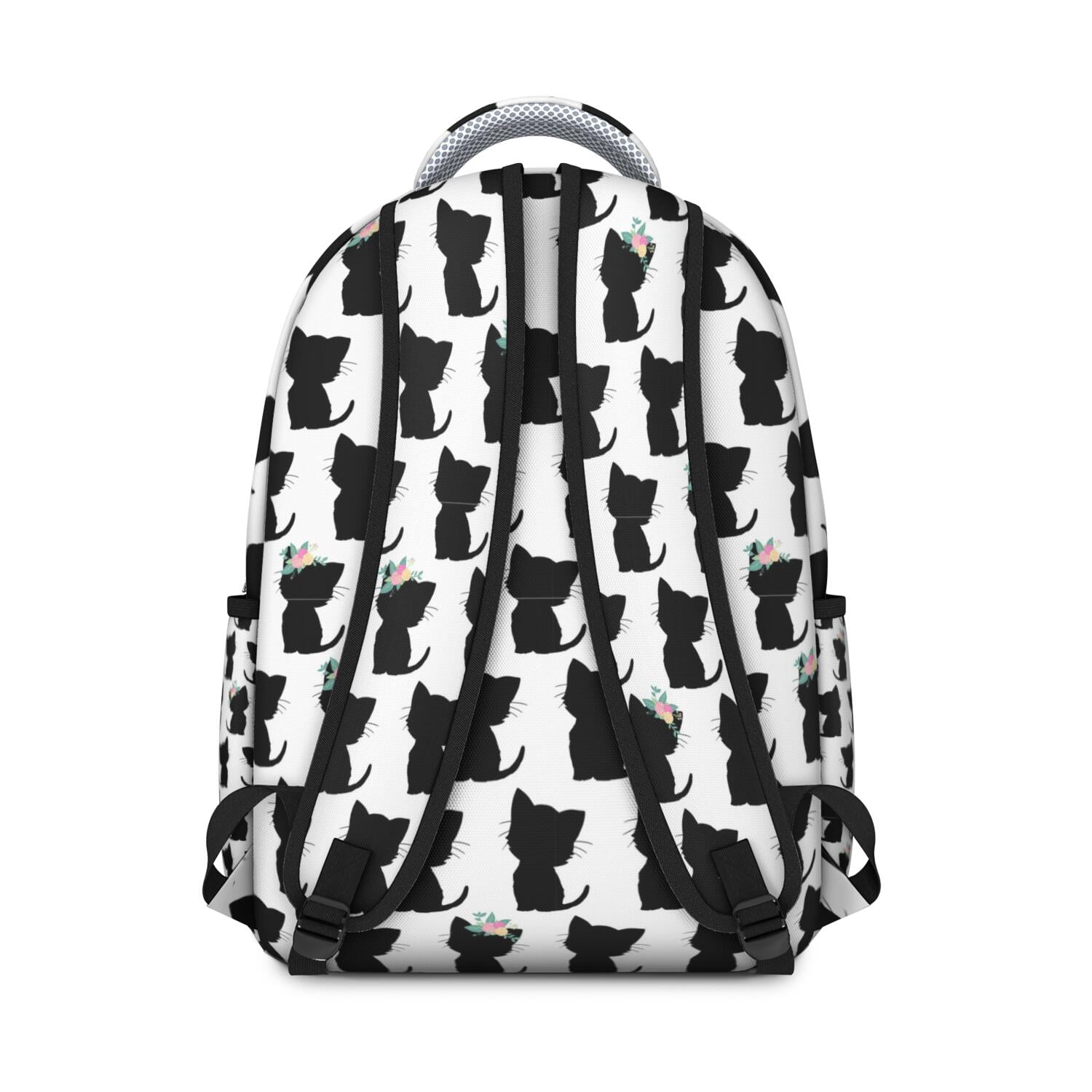Elegant Floral Cat Themed Backpack for Women & Teens - Lightweight Waterproof School Bag for Travel & Work - Large Capacity Laptop Bag with Multiple Pockets - Trendy Cat Design