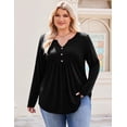 thumbnail image 4 of Zeagoo Womens Plus Size Long Sleeve Shirts Fall Tunic Top V-neck T-Shirt Button Up Dressy Casual Blouse, 4 of 6