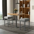 thumbnail image 2 of Costway 24.5" Bar Stool Set of 2 with Solid Rubber Wood Frame Humanized Footrest Kitchen Gray, 2 of 8