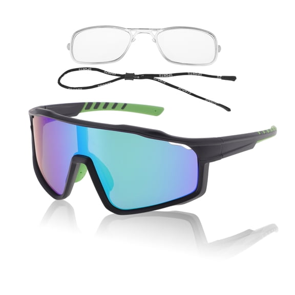 1 Set Motorcycle Riding Goggles Anti-glare Tri-Acetyl Cellulos PC UV400 Shades Glasses for Men and Women Green Lens Black Green Frame