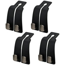 4 Pcs Car Seat Rear Hooks, Adjustable Black Leather & Metal Split Design Hooks for Hanging Bags, Hats, Accessories, Universal Fit for Most Vehicles