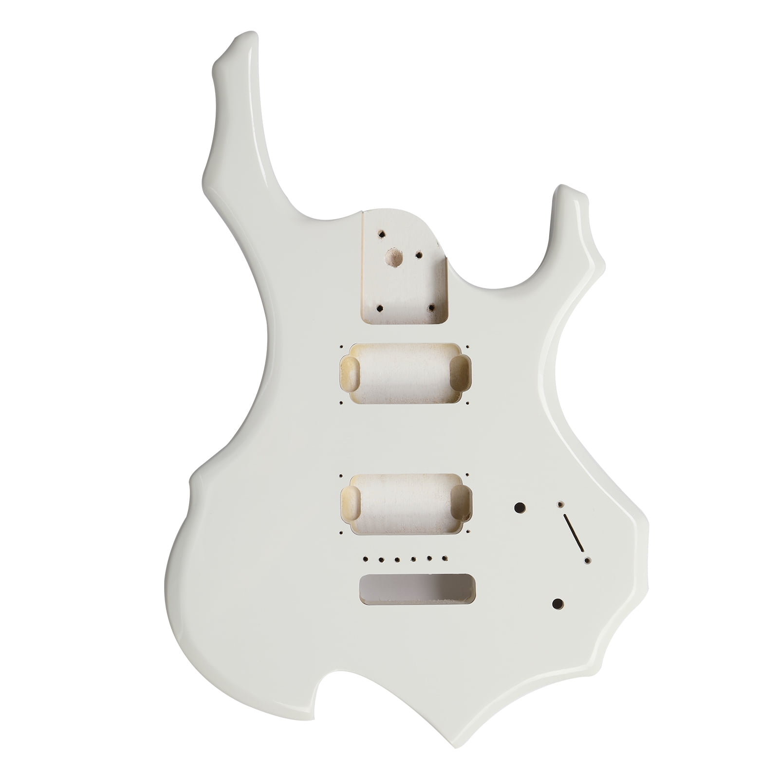 Ktaxon DIY Flame Shaped Electric Guitar Kits 6 String HSH  with Mahogany Body, Maple Neck and Accessories White