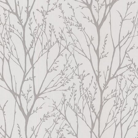 Brewster Delamere Pewter Tree Branches Wallpaper