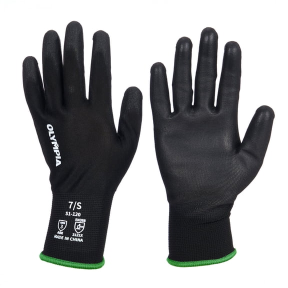 NORTHSKY Polyurethane Dipped Knit Gloves, 13ga, S/7, Black, 12 pairs