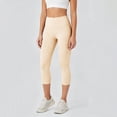 thumbnail image 5 of BVnarty Women's High Waist Tummy Control Capri Leggings, Skinny Fit Stretchy Athletic Pants for Pilates Class Beige XXL, 5 of 8