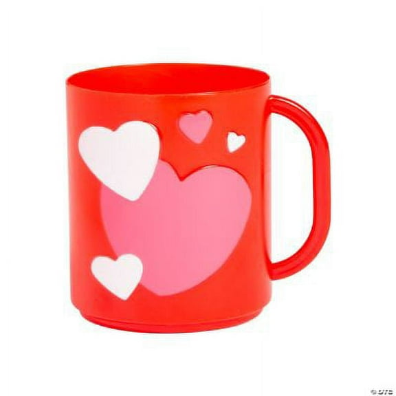 Valentine Plastic Mugs - 12 Ct., Valentine's Day, Party Supplies, 12 Pcs