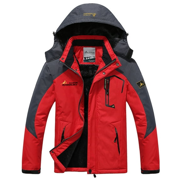 RKSTN Jackets for Men Man's Warm Windbreaker Hooded Raincoat Snowboarding Jackets Fall and Winter Long Sleeve Jacket Coats