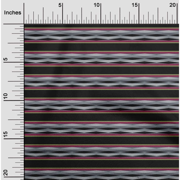 oneOone Organic Cotton Poplin Twill Fabric Stripe & Diamond Geometric Print Fabric By Yard 42 Inches Wide