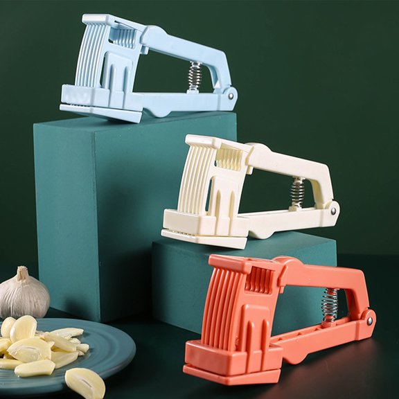 Garlic Press Ginger Slicer - Manual Stainless Steel Blade, Ergonomic Handle, Kitchen Tool for Uniform Cuts, Easy Clean Design