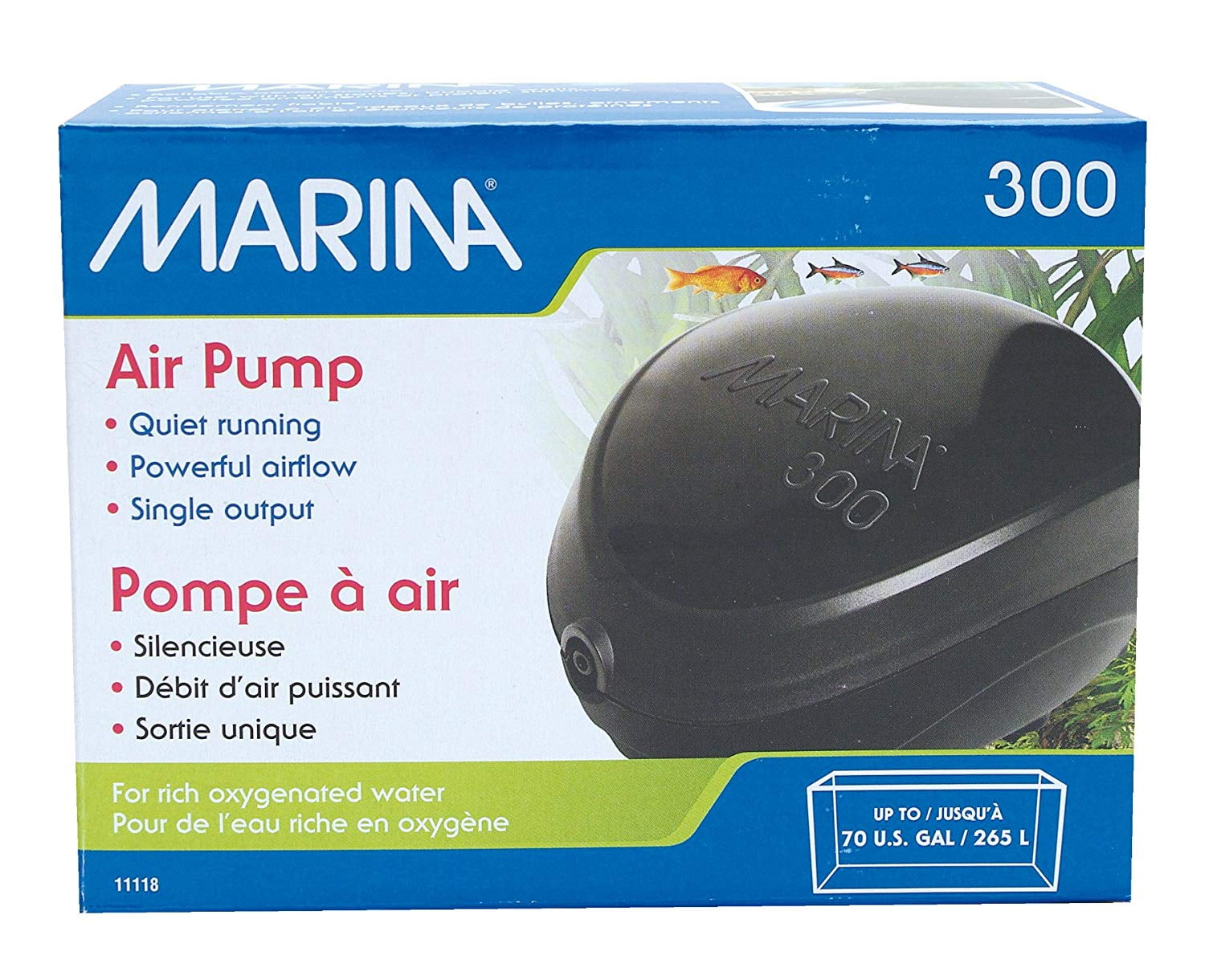 300 Air Pump for Aquarium, Increases air movement to help provide proper oxygenation By Marina