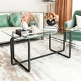 thumbnail image 2 of Glass Coffee Table,Clear Rectangle Glass Coffee Table, Modern Coffee Table with Metal Legs,Transparent, 2 of 7