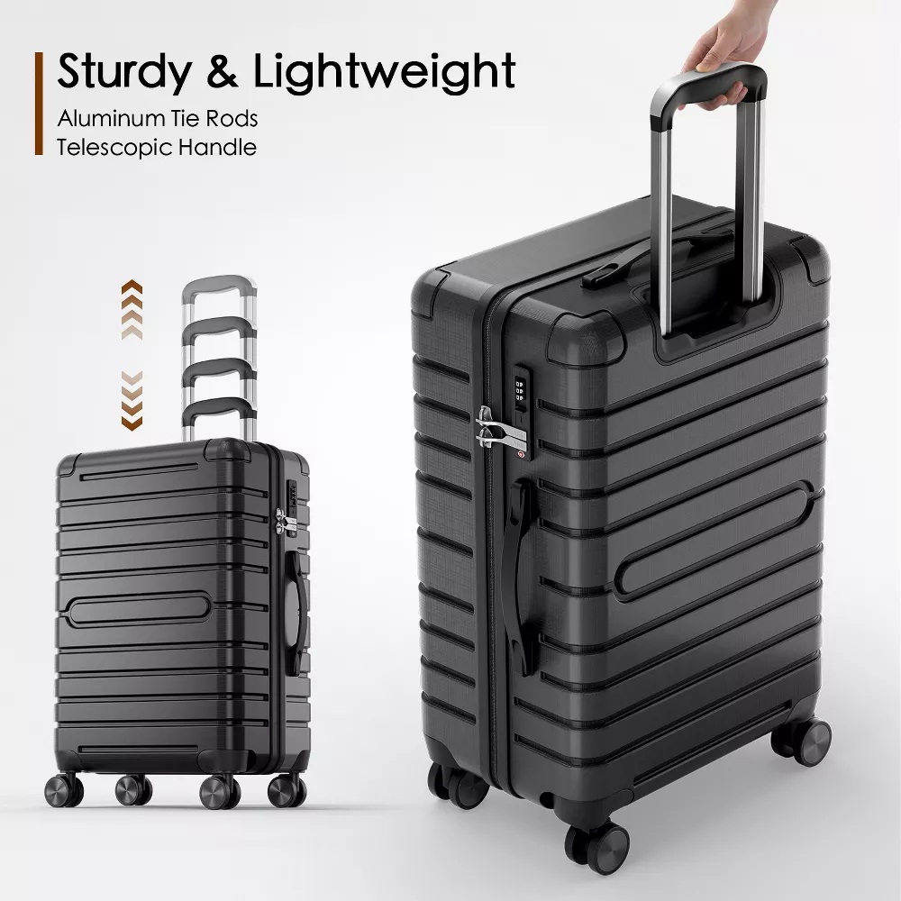 Fenbeli 3 Piece Hardshell Luggage Set, TSA Locks, ABS+PC Suitcases Set with Wheels for Travel, Business, Black Gray (20"/24"/28")