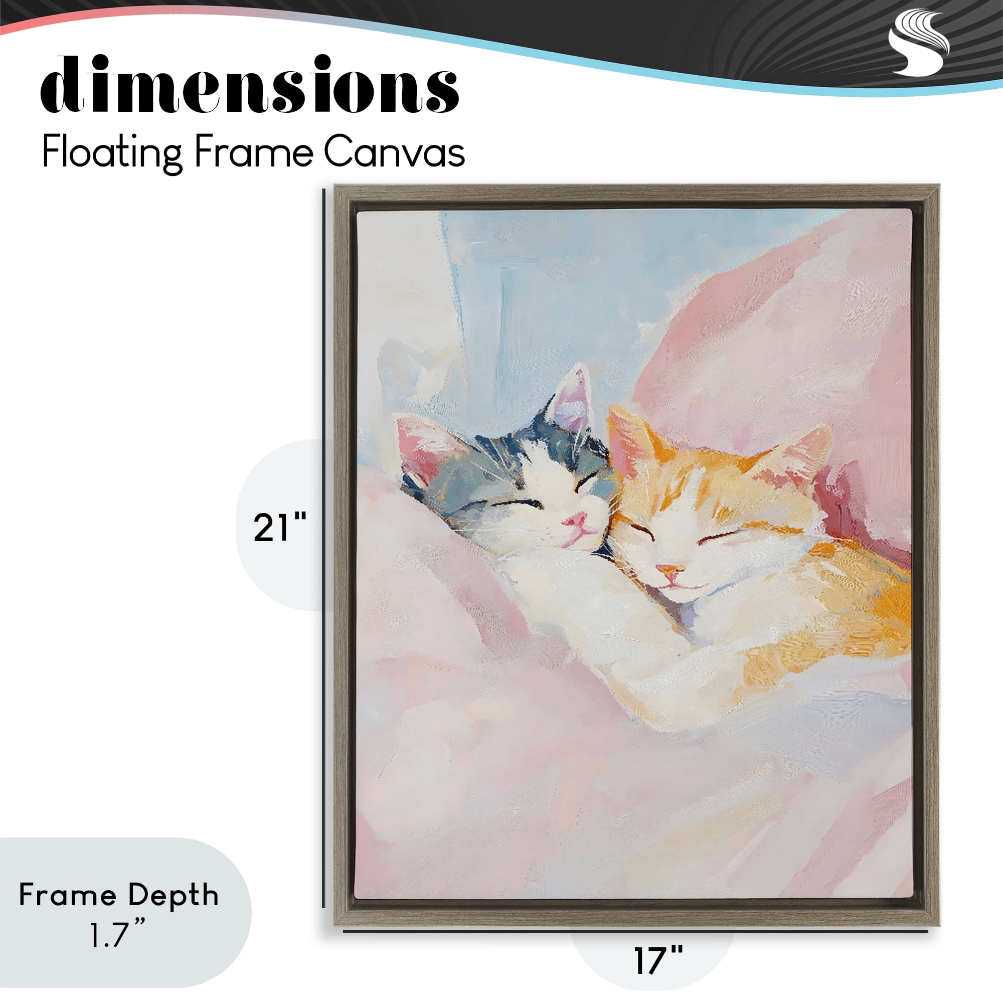 Stupell Industries Sleeping Kittens Embrace Brown Framed Floater Canvas Wall Art, design by The Prints Vibe