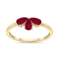 thumbnail image 2 of SZUL Women's Ruby Pear Shape Three Stone Ring in 10K Yellow Gold, 2 of 6