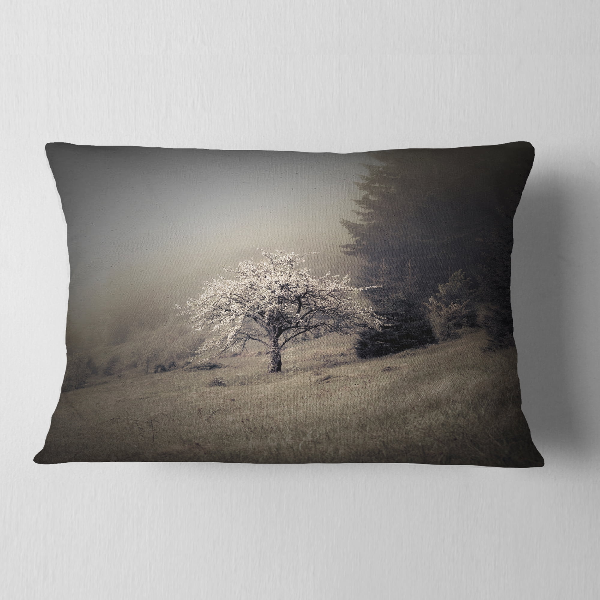 Designart Apple Tree Vintage Style - Landscape Photo Throw Pillow - 12x20