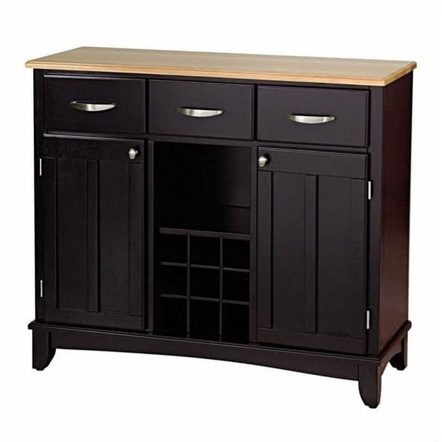 Hawthorne Collections Buffet à Vin avec Dessus en Bois Noir