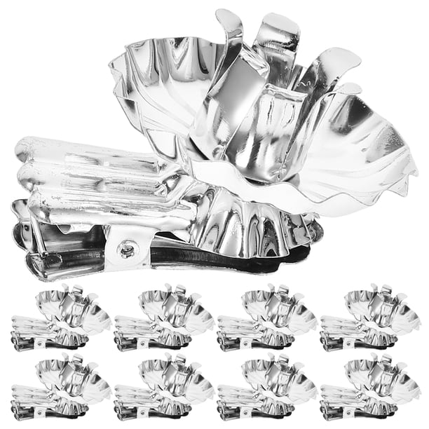 36 piezas de clips de portavelas con candelabros de velas de plataforma de velas de flores de plata clips