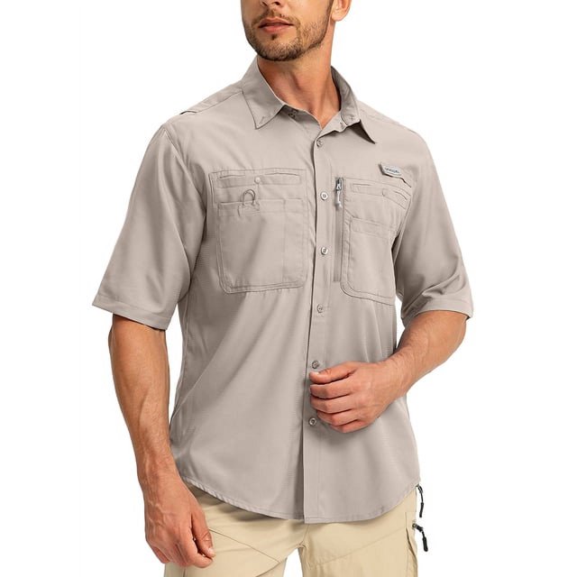 CHUANK Chemises de Pêche à Manches Courtes pour Hommes Légères UPF 50+ Protection Solaire SPF Pêche Randonnée Course