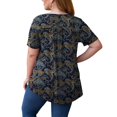 thumbnail image 5 of asddcavvf Blouse pour Femmes Hauts Grande Taille Manches Courtes Plis Chemises Imprimé Floral, 5 of 5