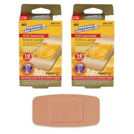 20 Ct Extra Large Antibacterial Bandages Heal Wounds Cut Latex Free Adhesive (Best Bandages For Deep Cuts)