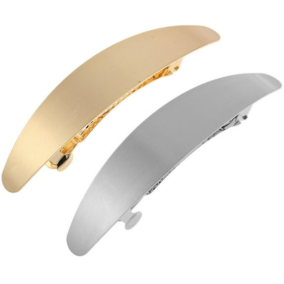 Glossy Long Oval Barrettes Extra Large Hair Clips for Thick Star Gold Headwear Women Metal Miss 2 Pcs