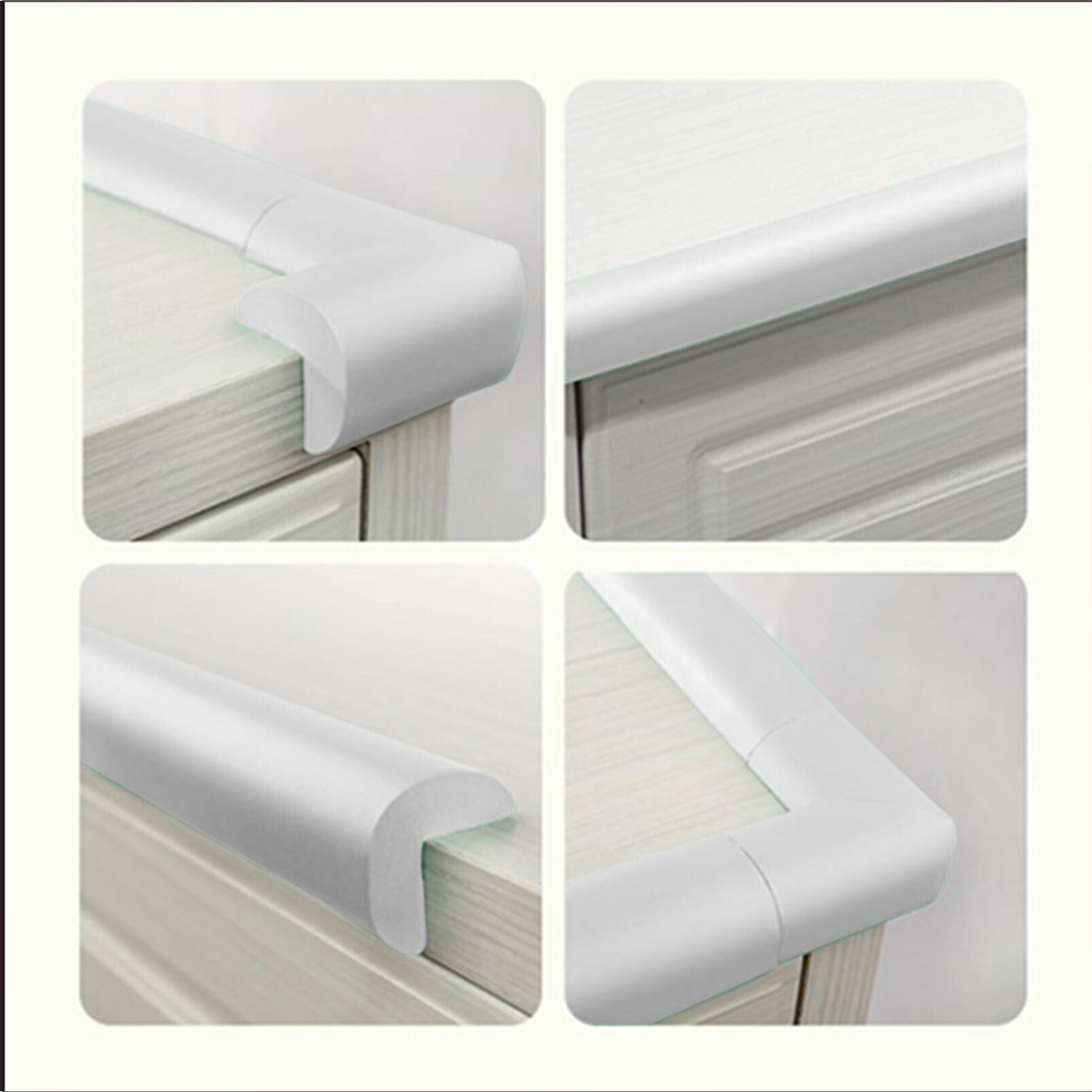 Baby Proof Corners and Edges with Furniture Corner Edge Safety Bumpers, 6.96ft Bumper with 4 Foam Corner Protectors, Cushy, Thick, Odorless Table Edge Protectors, Milky White