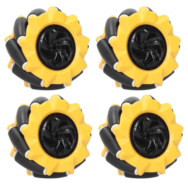 Mecanum Roue, Robot Roue Haute Capacité de Préhension ABS Jaune et Noir pour DIY Smart Voiture 2 Paires