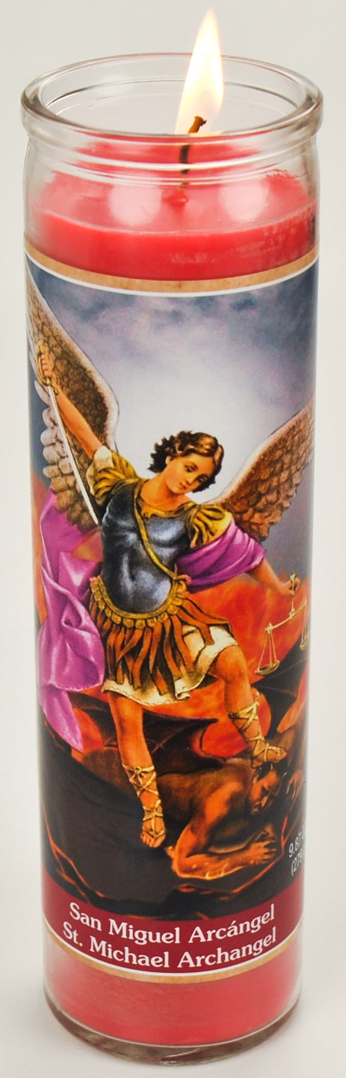 Prayer Candle St Michael Red Wax, 8 Inch