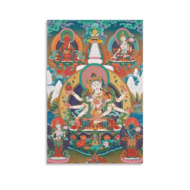 Pósteres de Thangka tibetano de la diosa madre, decoración del hogar, póster de pared, imagen colgante, impresión, pintura decorativa para dormitorio, carteles estéticos para habitación, 20 x 30