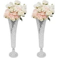 thumbnail image 2 of 2 Pieces Crystal Trumpet Flower Vase 20 inch Tall Flower Vase Trumpet Flower Stand Silver Crystal Beaded Trumpet Vase Crystal Flower Stand Wedding Centerpieces Vase Crystal Floral Stand, 2 of 9