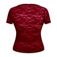 thumbnail image 4 of TYGHBN Women's Solid Color Lace V Neck Short Sleeve Blouse Stylish and Versatile for Spring/Summer Sleeve Pack Athletic Wear Women Womens under Shirts Short Sleeves Packs Long Sleeve Raglan T Shirt, 4 of 4