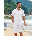 thumbnail image 3 of COOFANDY Men’s Button Down Shirt Short Sleeve Lightweight Casual Summer Beach Shirt Textured Linen Shirts, 3 of 7