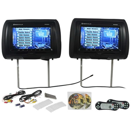 Rockville RVD951-BK 9” Black Dual DVD/USB/HDMI/SD Car Headrest Monitors +