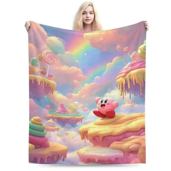 Game Kirby Blankets Lightweight Soft Flannel Throw Blanket Decoration Blanket All Seasons 50x40