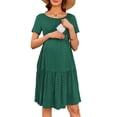 thumbnail image 1 of Vestido de maternidad y lactancia Ekouaer de verano de manga corta verde XL, 1 of 3